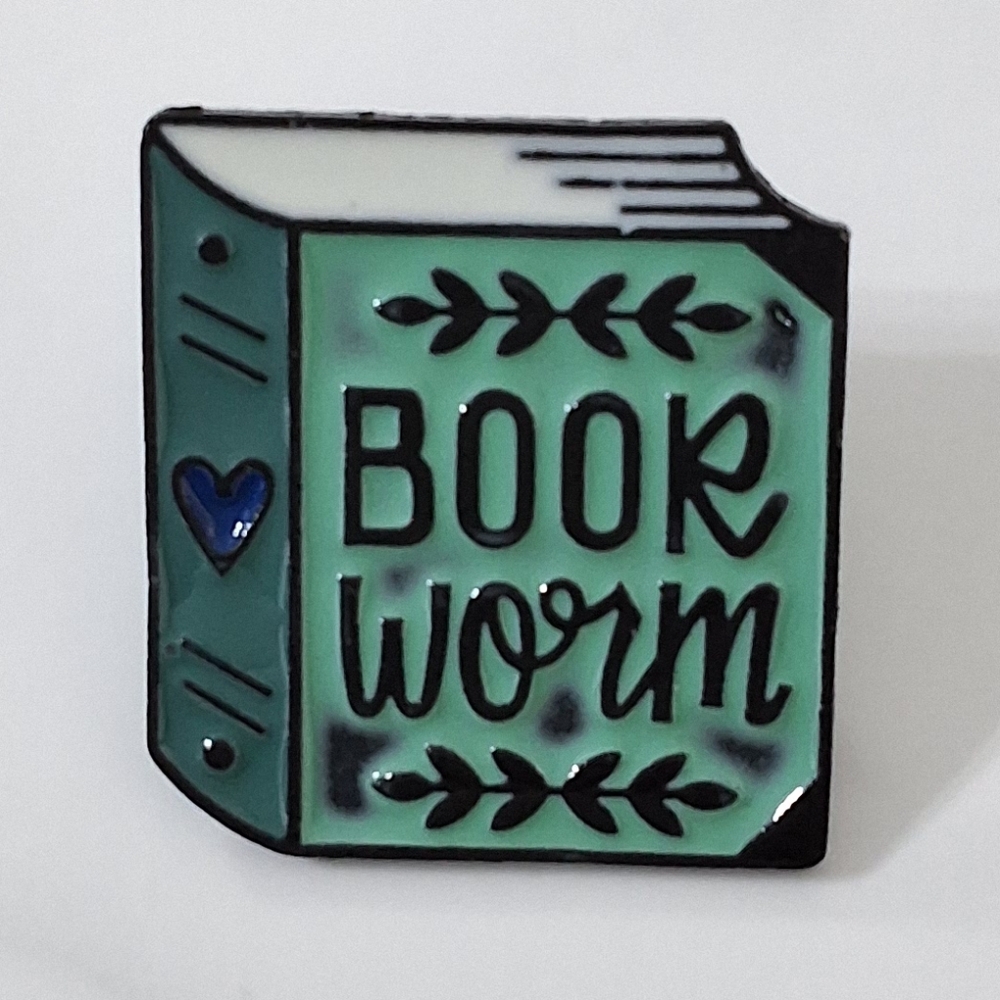 Book Work Enamel Pen, Brooch, New